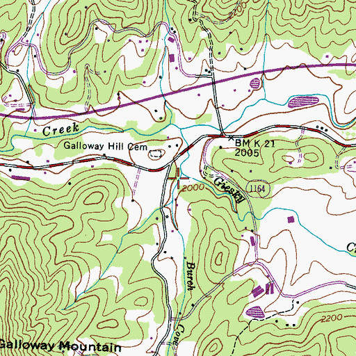 Topographic Map of Burch Cove Branch, NC