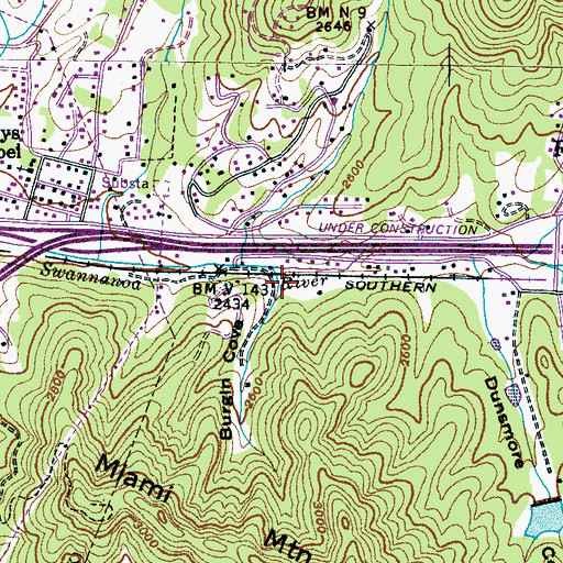 Topographic Map of Burgin Cove, NC