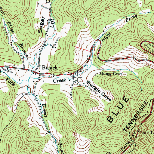 Topographic Map of Burgin Cove, NC