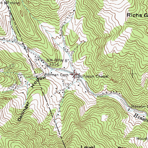 Topographic Map of Burleson Chapel, NC