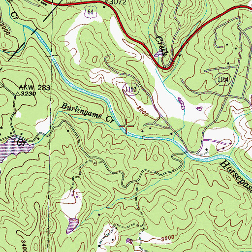 Topographic Map of Burlingame Creek, NC