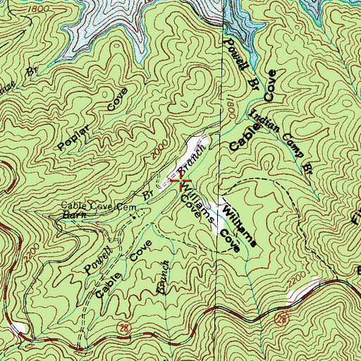 Topographic Map of Barn Branch, NC