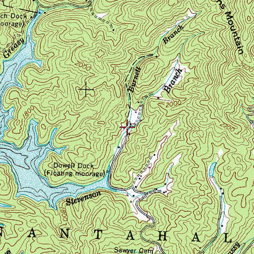 Topographic Map of Burnett Branch, NC