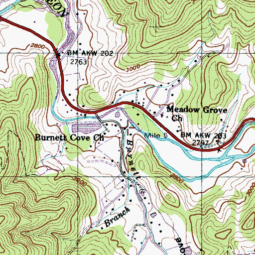 Topographic Map of Burnett Grove Church, NC