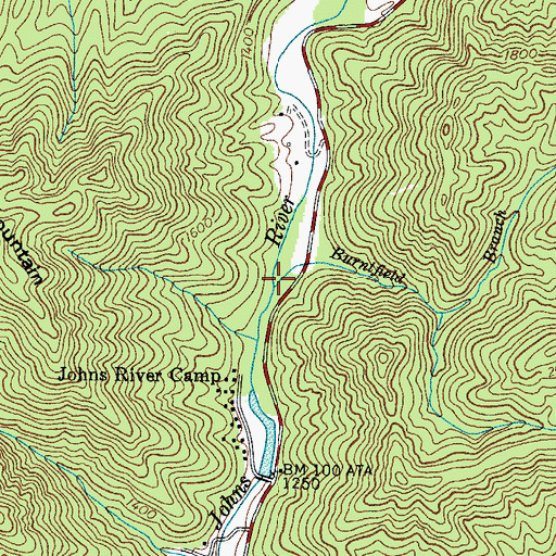 Topographic Map of Burnfield Branch, NC