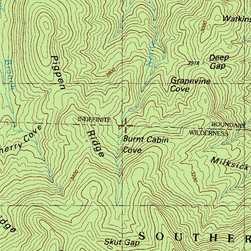 Topographic Map of Burnt Cabin Cove, GA
