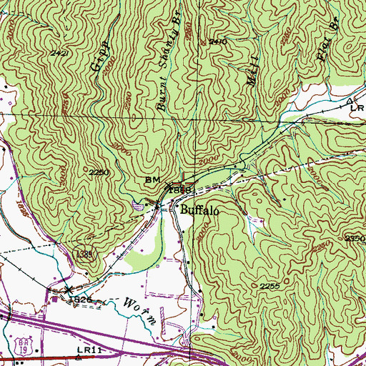 Topographic Map of Burnt Shanty Branch, NC