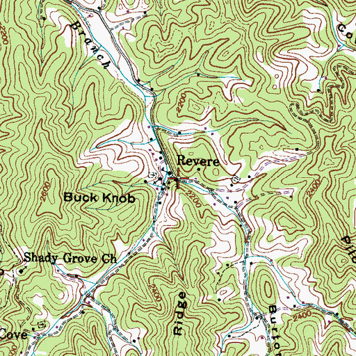 Topographic Map of Burton Cove, NC