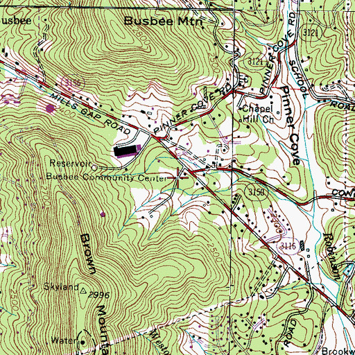 Topographic Map of Busbee Community Center, NC