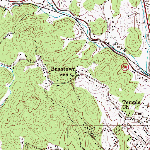 Topographic Map of Bushtown School, NC