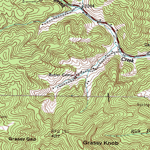 Topographic Map of Butler Cemetery, NC