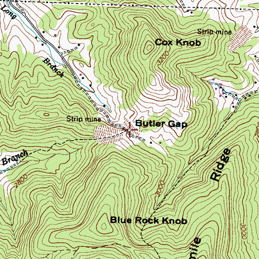 Topographic Map of Butler Gap, NC