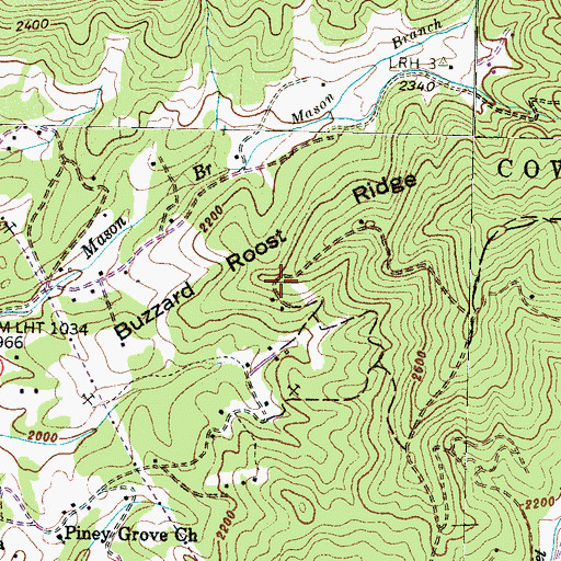 Topographic Map of Buzzard Roost Ridge, NC