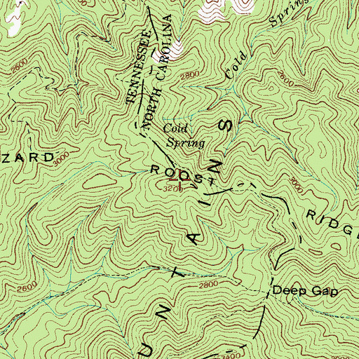 Topographic Map of Buzzard Roost Ridge, NC