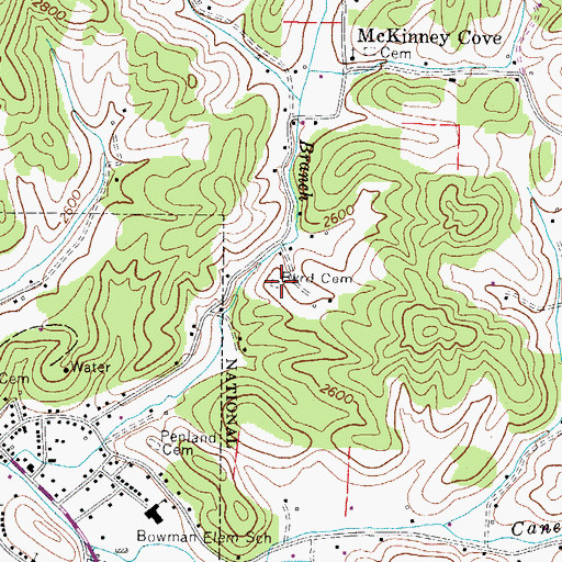 Topographic Map of Byrd Cemetery, NC