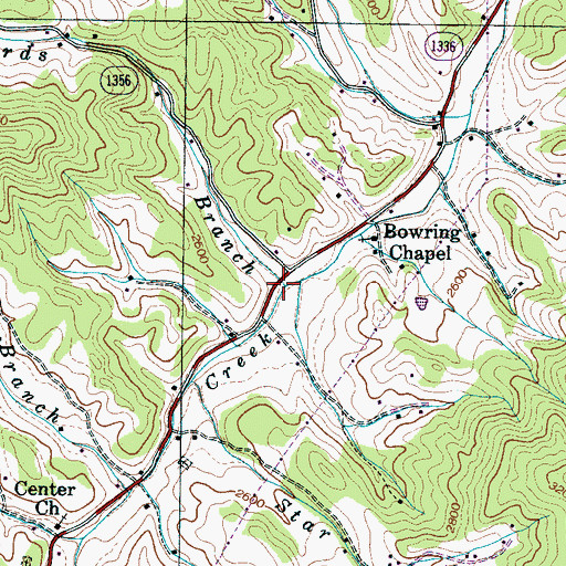 Topographic Map of Byrds Branch, NC