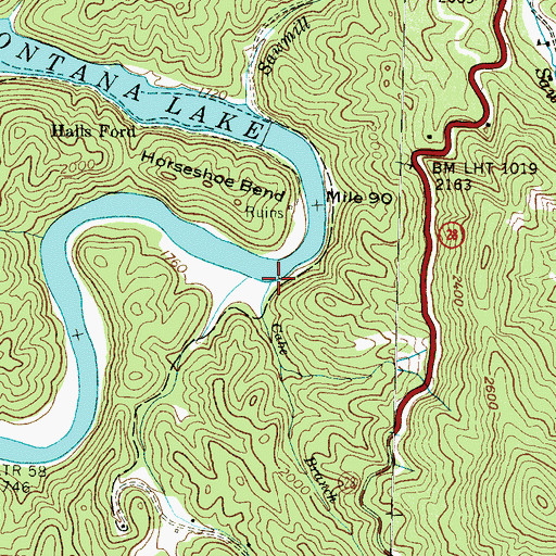 Topographic Map of Cabe Branch, NC