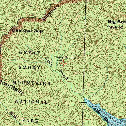Topographic Map of Cable Branch Cemetery, NC
