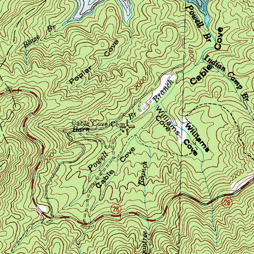 Topographic Map of Cable Cove Cemetery, NC