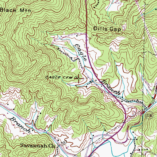 Topographic Map of Cagle Cemetery, NC