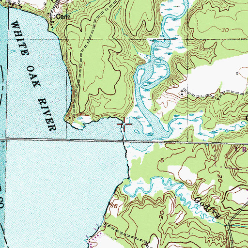 Topographic Map of Caleb Branch, NC