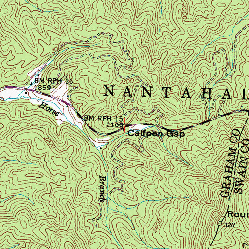 Topographic Map of Calfpen Gap, NC
