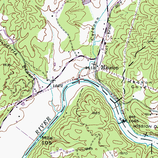 Topographic Map of Calhoun Branch, NC