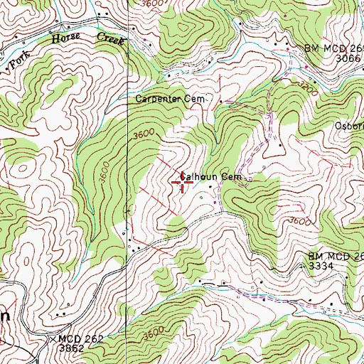 Topographic Map of Calhoun Cemetery, NC
