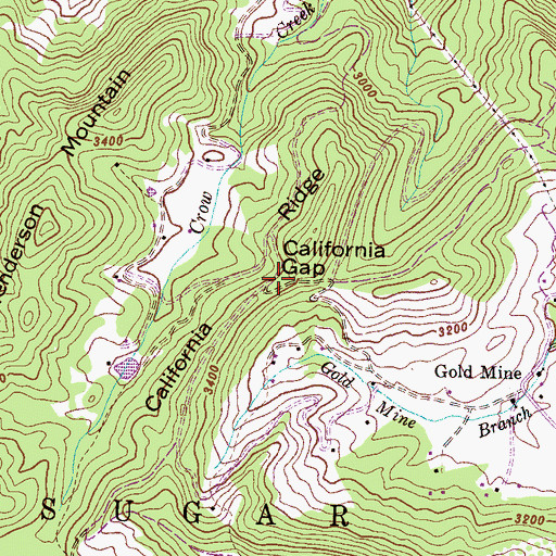 Topographic Map of California Gap, NC