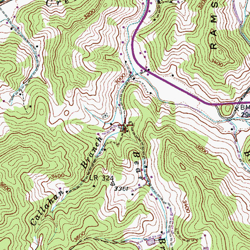 Topographic Map of Callahan Branch, NC