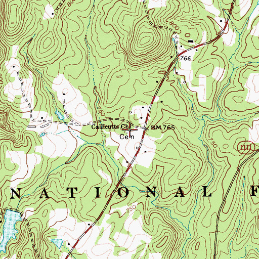 Topographic Map of Callicutts Church, NC