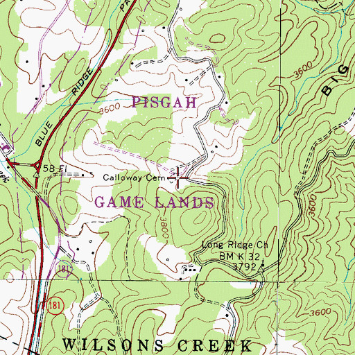 Topographic Map of Calloway Cemetery, NC