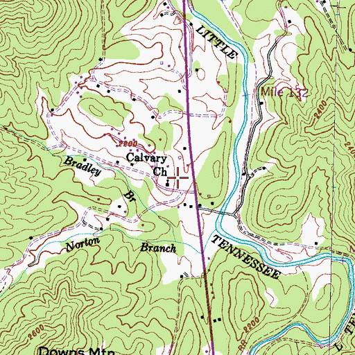 Topographic Map of Calvary Church, NC