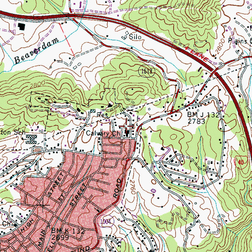 Topographic Map of Calvary Church, NC