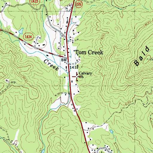 Topographic Map of Calvary Church, NC
