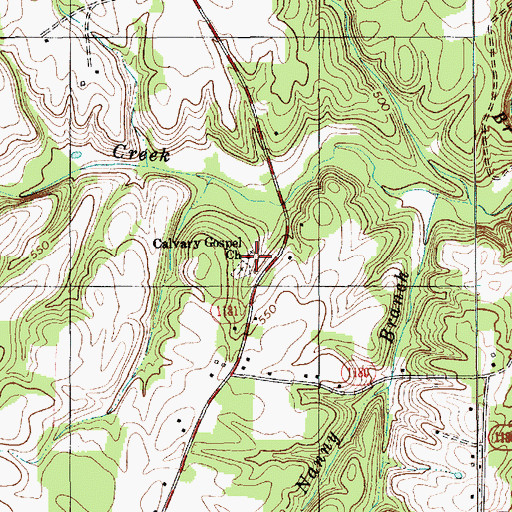 Topographic Map of Calvary Gospel Church, NC