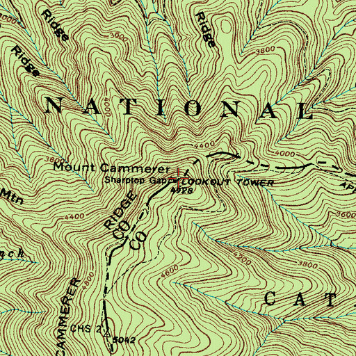 Topographic Map of Mount Cammerer, NC