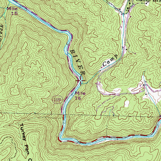 Topographic Map of Camp Branch, NC