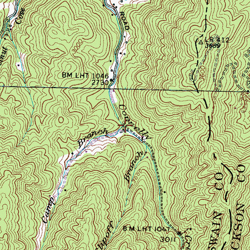 Topographic Map of Camp Branch, NC