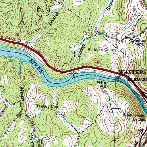 Topographic Map of Camp Branch, NC