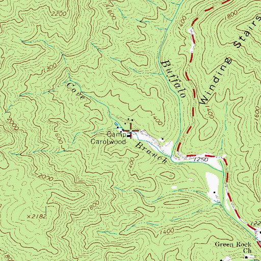 Topographic Map of Camp Carolwood, NC
