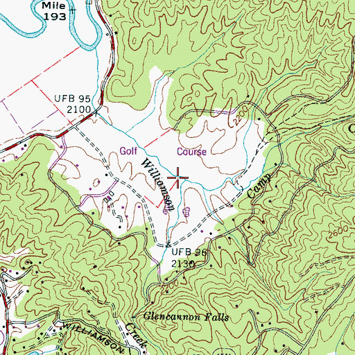 Topographic Map of Camp Creek, NC