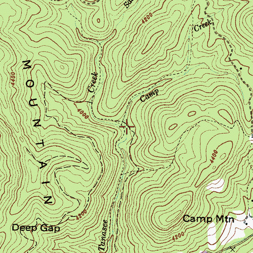 Topographic Map of Camp Creek, NC