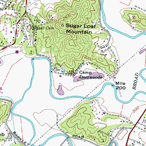 Topographic Map of Camp Deerwoode, NC
