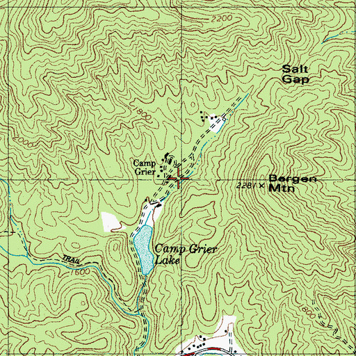 Topographic Map of Camp Grier, NC