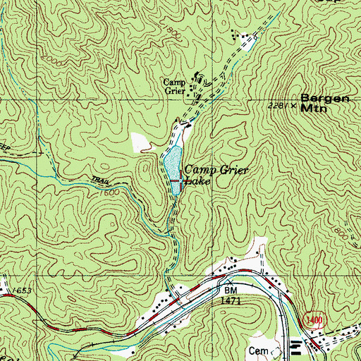 Topographic Map of Camp Grier Lake, NC