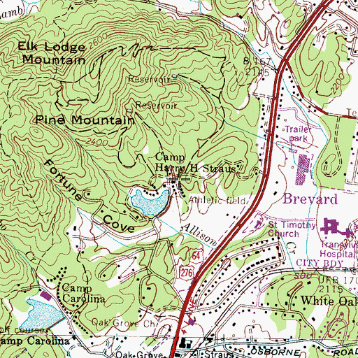 Topographic Map of Camp Harry H Straus, NC
