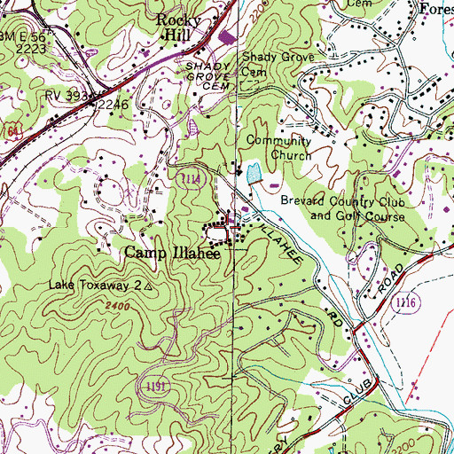 Topographic Map of Camp Illahee, NC