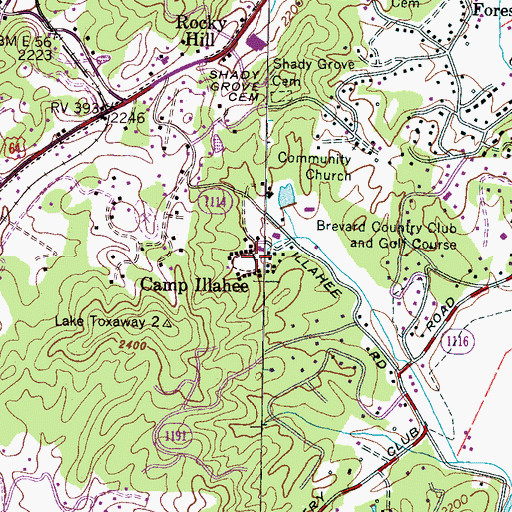 Topographic Map of Camp Illahee, NC