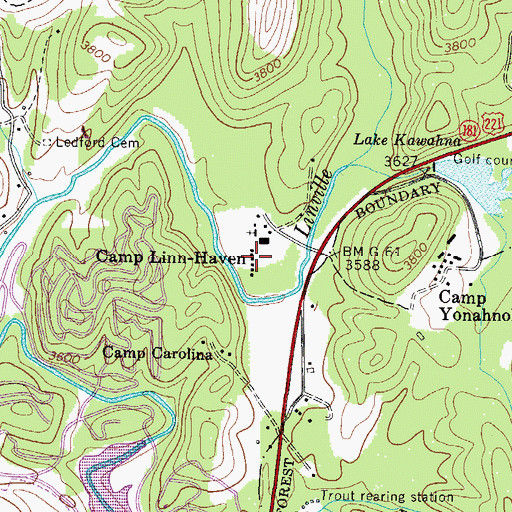 Topographic Map of Camp Linn-Haven, NC